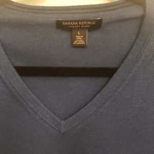 VTG Banana Republic Men's Cashmere Blend Navy Luxury V-neck Sweater Sz L